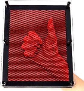 E-FirstFeeling 3D Pin Art Sculpture Extra Large 10" X 8" Pin Impression Hand Mold Board Toy - Red