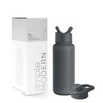 Simple Modern Water Bottle with Straw and Chug Lid Vacuum Insulated Stainless Steel Metal Thermos Bottles | Reusable Leak Proof BPA-Free Flask for Gym Sports | Summit Collection | 32oz Graphite