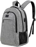 (Not Made In China) Travel Laptop Backpack For Men and Women, Airline Approved Carry On Bag, Holds 15.6" Computer, USB Charging Port (Magellan, Gray, 2 Pack)