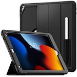 SEYMCY Case for iPad 9th/8th/7th Generation 10.2 inch, Full-body Shockproof Fall Case for iPad 10.2", Trifold Stand, Auto Sleep/Wake, Pencil Holder for iPad 10.2 inch Cover 2021/2020/2019, Black