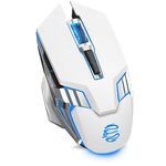 Wireless Gaming Mouse Bluetooth Mouse, Quiet Click, 800mAh Long-Lasting Rechargeable Battery, Multi Device, 7 Buttons,Light up Computer Mice for Laptop PC iPad Tablet MacBook Office Games - White