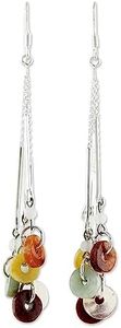 NOVICA Artisan Handmade Jade Quartz Waterfall Earrings | .925 Sterling Silver Glass Bead Dangle Earrings | Multi-color Stones Dangle Earring | Handcrafted Jewelry | Earthy Blend Themed Thailand