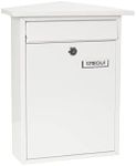 ARREGUI Home E5711 Exterior Steel Mailbox, Size M (DIN A4 Mail and Magazines), Individual Mailbox, Narrow Bottom Wall Mailbox, Rainproof, Easy to Install, White