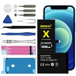 BEBAT Replacement for iPhone X Battery, 4600mAh High Capacity Li-ion Polymer Replacement Battery for Model A1865, A1901, A1902 with Professional Repair Tool Kits