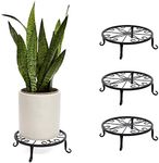 Farmlyn Creek Black Metal Plant Stand Set, Planter Holder (9 x 9 x 2.7 in, 4 Pack)