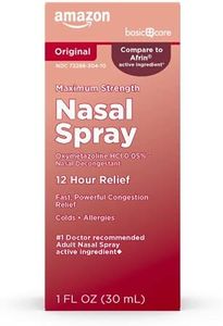 Amazon Basic Care Maximum Strength 12 Hour Nasal Spray, Oxymetazoline HCl Solution, Congestion Relief, Cold and Allergy Medicine, Decongestant, 1 fl oz (Pack of 1)