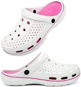INMINPIN Women Men Orthopedic Clogs Arch Support Garden Shoes Sandals Slippers with Plantar Fasciitis Insoles, Cute Rosy, 8-9 Women/6-7 Men