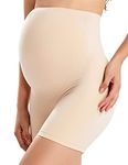 Gratlin Women's Seamless Maternity Shapewear for Dresses Pregnancy Shorts Panties High Waist Mid-Thigh Underwear Beige X-Large