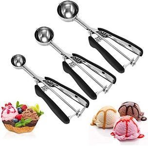 Ice Cream Scoop, Ice Cream Scoop Set of 3, Cookie Scoop Set, Ice Cream Scooper with Trigger, Cookie Scoops for Baking, Small Size（1.18 Inch)，Medium Size (1.57 Inch)，Large Size (1.96 Inch)