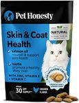 Cat Skin & Coat Health Crunchy & Creamy Chews - Omegas, Vitamin C + E, Biotin Supplement, Soothes Skin and Promotes Shiny Coat, Cat Supplements & Vitamins - Chicken (30-Day Supply)