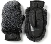 NEWFINE Winter Faux Fur Snow Mittens Women and Men for Cold Weather | Ski Stylish Warm Gloves Cozy, Breathable Skiing Snowboarding Fleece Lining (Black,Medium)