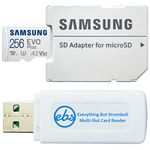 Samsung 256GB EVO Plus MicroSDXC SD Card Works with GoPro Hero 12 Action Cam (MB-MC256KA) C10 U3 A2 4K Bundle with (1) Everything But Stromboli MicroSD Card Reader