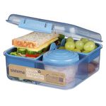 Sistema Bento Box Ocean Bound Plastic, Lunch Box with Yogurt/Fruit Container, 1.25 L Square, BPA-Free Made Using Recycled Plastic, Assorted Colours (Varies by Pack)