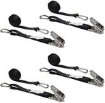 US Cargo Control - Stainless Steel Ratchet Strap Tie Down - 1 Inch Wide X 10 Foot Long - Black Tie Down Strap - Stainless Steel Thumb Ratchet - Dependable Utility Strap to Secure Cargo - 4 Pack