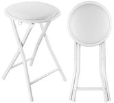 Nyxi Round Compact Folding Stool Chair for Home Office (1 X Stool, White)