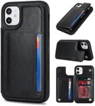 iCoverCase for iPhone 11 Case with Card Holder, iPhone 11 Phone Case Wallet for Women Men [RFID Blocking] PU Leather Protective Wallet Case for iPhone 11 6.1 Inch (Black)