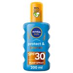 Nivea SUN Protect & Bronze Sun Spray (200 ml), Bronzing Tanning Lotion Spray with SPF30, Advanced Suncream Protection, Natural Pro-Melanin Extract