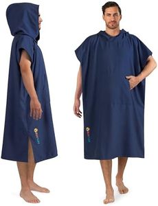 SUN CUBE Surf Poncho Changing Robe with Hood, Quick Dry Microfiber Wetsuit Changing Towel for Surfing Beach Swim Outdoor Sports Men, Absorbent Wearable Towel Cover Up with Pocket, Navy Blue