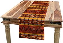 Ambesonne Tribal Table Runner, Indigenous Tribal Style Eagles Traditional Elements, Dining Room Kitchen Rectangular Runner, 12" X 72", Cinnamon Marigold Grey