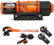 ZESUPER 5500 lb Electric Winch 12 Volt Winch Kit for ATV UTV Boat Trailer Waterproof IP67 Synthetic Rope with Wireless Remote Handheld Switch Mounting Plate