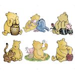 Spelable 6PCS Large Winnie Cutouts with Stand, 12inch Winnie Baby Shower Decorations, Classic Pooh Party Supplies, Vintage Winnie Cardboard Cutout Prop | Stand Up Prop