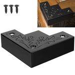 Foxwake Black Metal Corner Protector 3.3 * 3.3 * 1In Decorative Wood Funiture Barn Sliding Door Corner Guards Metal Table Corner Antirust Zinc Alloy Edge Cover Bracket with Screw(4Pcs)