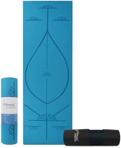 Fitness Mantra® TPE 6mm Body Alignment Lines Yoga Mat with Cover Bag for Gym Workout and Yoga Exercise for Men & Women Fitness| 1 Piece| 6mm| 24"x72"| Alignment Lines | Teal Color|