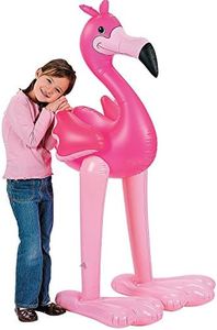 Fun Express Inflatable Pink Flamingo Pool Float - Giant 4 Feet Tall Blow Up Flamingo Toy for Pool Party Decorations | Summer Party Decor for Tropical Luau Theme | Inflatable Toys for Kids and Adults