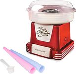 Nostalgia Cotton Candy Machine - Retro Cotton Candy Machine for Kids with 2 Reusable Cones, 1 Sugar Scoop, and 1 Extractor Head – Red