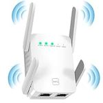 murnowy 300Mbps WiFi Extender Booster, Wireless Repeater with 2 LAN Ethernet Port, 2.4G Long Range Signal for Home by 4 Super Antennas, Easy setup