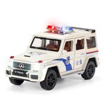 ARNIYAVALA 1:32 Mercedes Benz G63 Police Car Off-Road Car Diecast Metal Alloy Model Car Light Pull Back Collection Kids Toy Gift F526 (White)