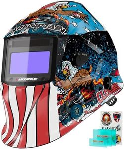 ARCCAPTAIN Large Viewing Screen Welding Helmet, 1/1/1/1 Top Optical Clarity Auto Darkening Welding Hood, 4 Arc Sensor 1/25000s Response Time True Color Weld Hood Helmet HSH-S800 Fly Eagle