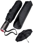 LifeTek Windproof Travel Umbrella, Automatic Open Close, Compact for Rain and Sun, Fits in Purse or Backpack, Strong Lightweight Durable Frame, UV Protection, Small and Portable, 45 Inch Black FX1
