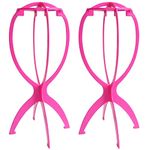 Dreamlover Wig Stands for Wigs, Wig Head Stands for Travel, Wig Holder Stands, Hot Pink, 2 Pack