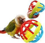 QBLEEV Bird Toys Plastic Parrot Toys Bell Balls Soft Rubber Parakeet Toys, Pet Foraging Foot Talon Toy for Chewing Training, Bird Cage Toys Treat Grinding Beak Ball for Cockatiel Budgie Conures Cat