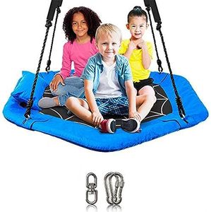 LAEGENDARY Saucer Swing for Kids & Adults - Holds up to 700 lbs - Hanging Indoor or Outdoor Saucer Tree Swing - Durable, Waterproof - Hexagon, Blue