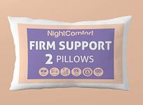 Night Comfort 2 Pack Luxury Standard Pillows Firm Supportive for Side Sleep - Hypoallergenic Fluffy Microfibre with Hollowfibre Filled Bounce Back Bed Pillows