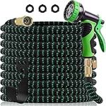 LJHYCYHT　Expandable Garden Hose 100ft, Flexible Garden Hose with Solid Brass Shut Off Valve and Double Latex core, with 10 Function Nozzle Water Pipe,Lightweight　Kink Free Retractable Garden Hose