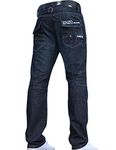 Enzo BNWT New Mens Jeans Blue Designer Branded Straight Washed All Waist & Sizes Dark Wash 32W X 32L