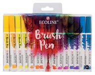 Ecoline Brush Pen Set of 30 Liquid Watercolor Pens – Basic Colors | Blendable Brush Markers for Hand Lettering, Drawing, & Crafts