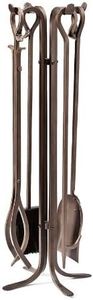 Plow & Hearth 36163-BRZ Hand-Forged Fireplace Tool Set, in Bronze, B, 13 Dia. x 28H