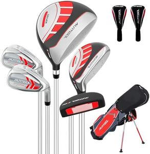 XDriveMax 6 Pieces Kids Golf Club Set, Junior Golf Club Set Ages 9-12 Includes Stand Bag, 1# Drive, 5# Hybrid, 6/7#, 9/P# Irons and Putter Right Hand for Boys Girls