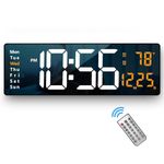 AERYS Digital Alarm Clock Wall Table Clock Large Display,16.2 Inch Large LED Digital Clock with Remote Control/Automatic Brightness Dimmer Big Clock with Date Week Temperature (Font Colour May Vary)