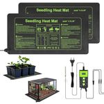 Jopassy 2 Piece Seedling Heating Mat for Plants with Thermostat, IP67 Waterproof Seedling Heat Mat, 55W Heat Mat with Timer, Heater Mat for Seedling Germination, Reptile (10" x 20.75")