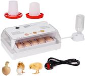BREUAILY 15 Egg Incubator 3 In 1 Fully Automatic Poultry Hatcher Quail Egg Incubator with LED Egg Light Automatic Temperature Control & Automatic Egg Turner