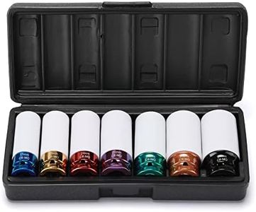 Mayouko 7PCS 1/2 Inch Drive Lug Nut Deep Impact Socket Set,Thin-Walled Wheel Rim Protector Socket,Color Coded,Metric,CR-MO