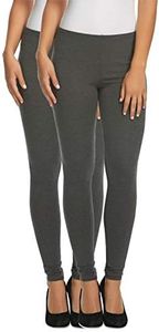 Felina Women's Cotton Modal Leggings (2-Pack) - Large, Medium Heather Grey - Mid Rise, Skinny, Soft, Breathable, Lightweight, Pajama Leggings for Women