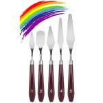 5 Piece Palette Knife Set, Stainless Steel Palette Knives for Arts and Crafts, Mixing Scraper and Knives for Acrylic Art and Baking, Art Supply Accessories for Oil and Acrylic Painting