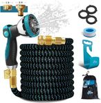 Upgraded Expandable Garden Hose Pipe 50ft, WEUE Expanding Water Hose with 10 Functions Spray Nozzle, Flexible Lightweight Anti-Kink 3450D 3-Layers Latex Core with 3/4''&1/2'' Hosepipes