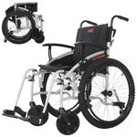 MobiQuip All Terrain Adult Wheelchair, Self-Propelled - 12.5kg Lightweight, Aluminium Frame - Silver, Wide 20" Seat - Easy-Fold & Quick Release - 24" Pneumatic Tyres - Customisable Support